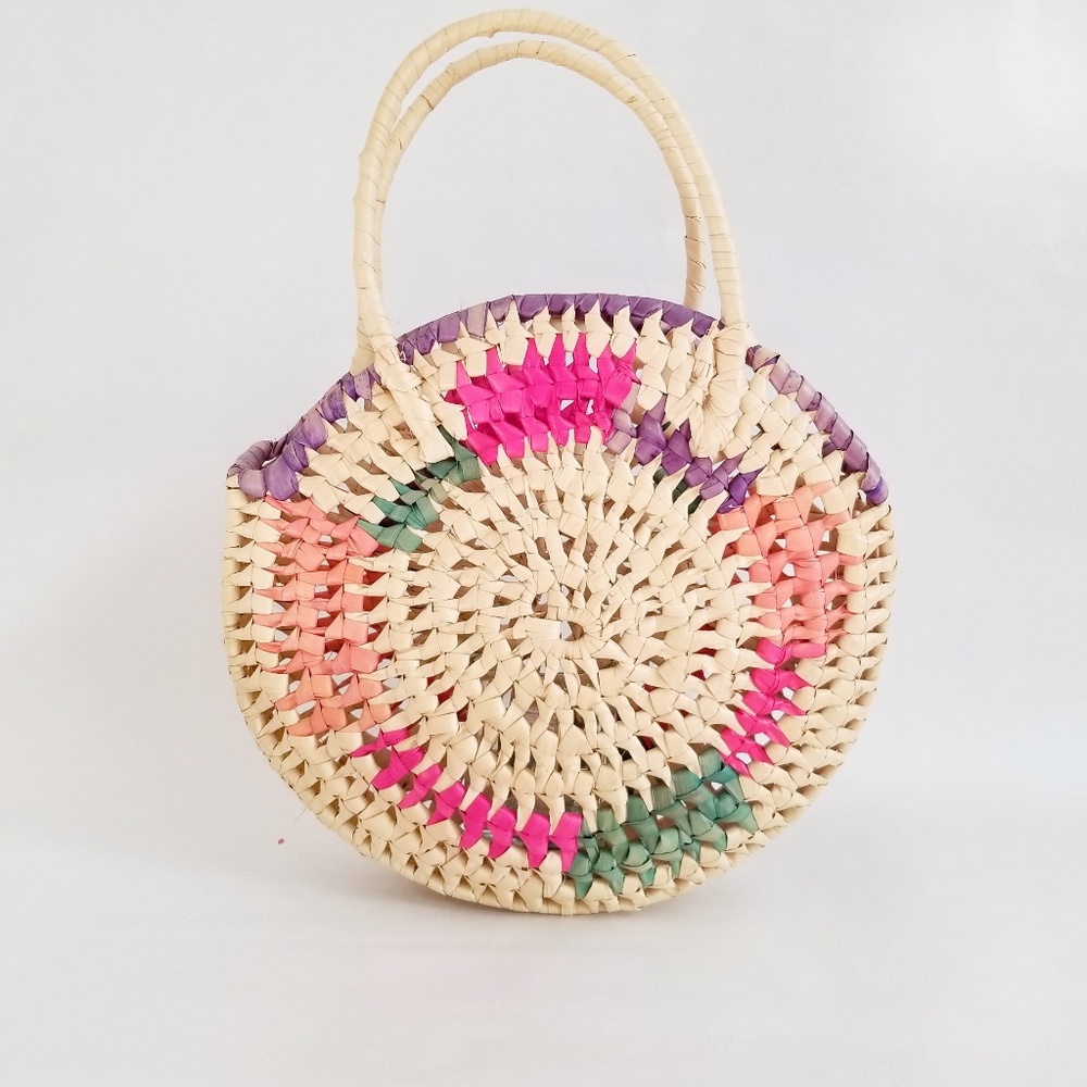 Round Multi-colored Straw Bag